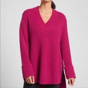 Athleta Shasta V Neck Knit Sweater Pink Size XS Women’s
